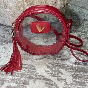 Jon Hart Texans Red Transparent Crossbody Bag